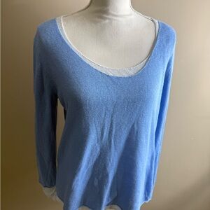 J. Jill Soft Blue Knit Top layered size large